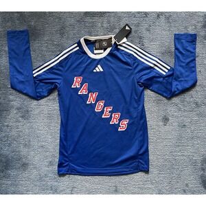 Adidas NHL Rangers‎ Long Sleeve Tee Sz S Blue White NWT